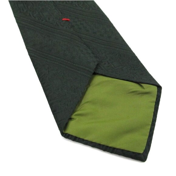 Vintage 70s Wemlon by Wembley Necktie Green Textured Brocade Wide 54x4" - Picture 6 of 10